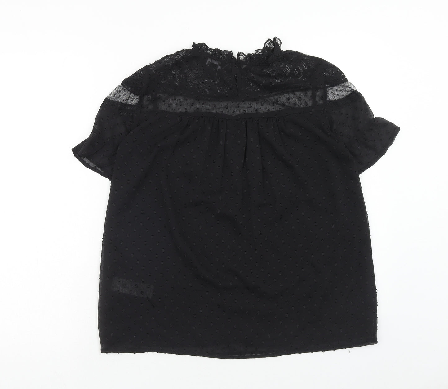 New Look Womens Black Polyester Basic Blouse Size 10 Round Neck