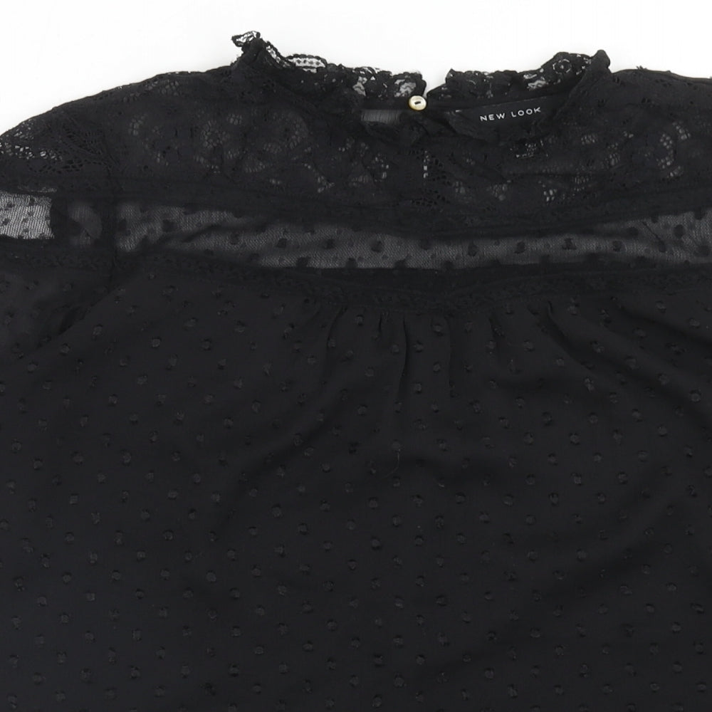 New Look Womens Black Polyester Basic Blouse Size 10 Round Neck