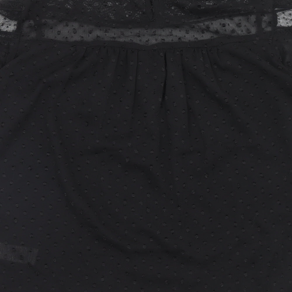 New Look Womens Black Polyester Basic Blouse Size 10 Round Neck