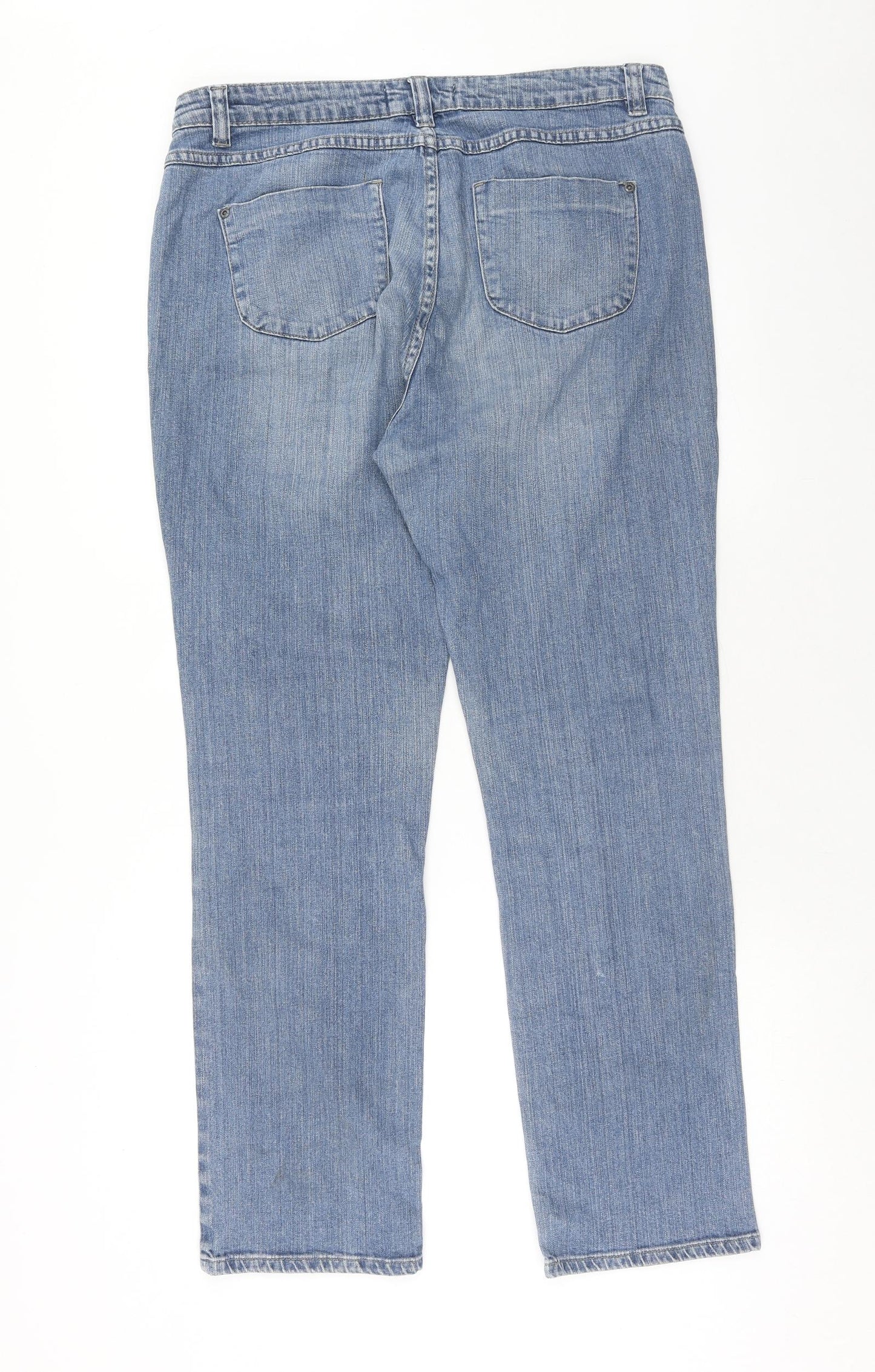 Papaya Womens Blue Cotton Straight Jeans Size 16 Regular Zip