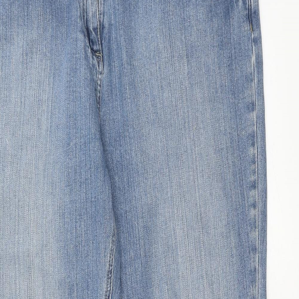 Papaya Womens Blue Cotton Straight Jeans Size 16 Regular Zip