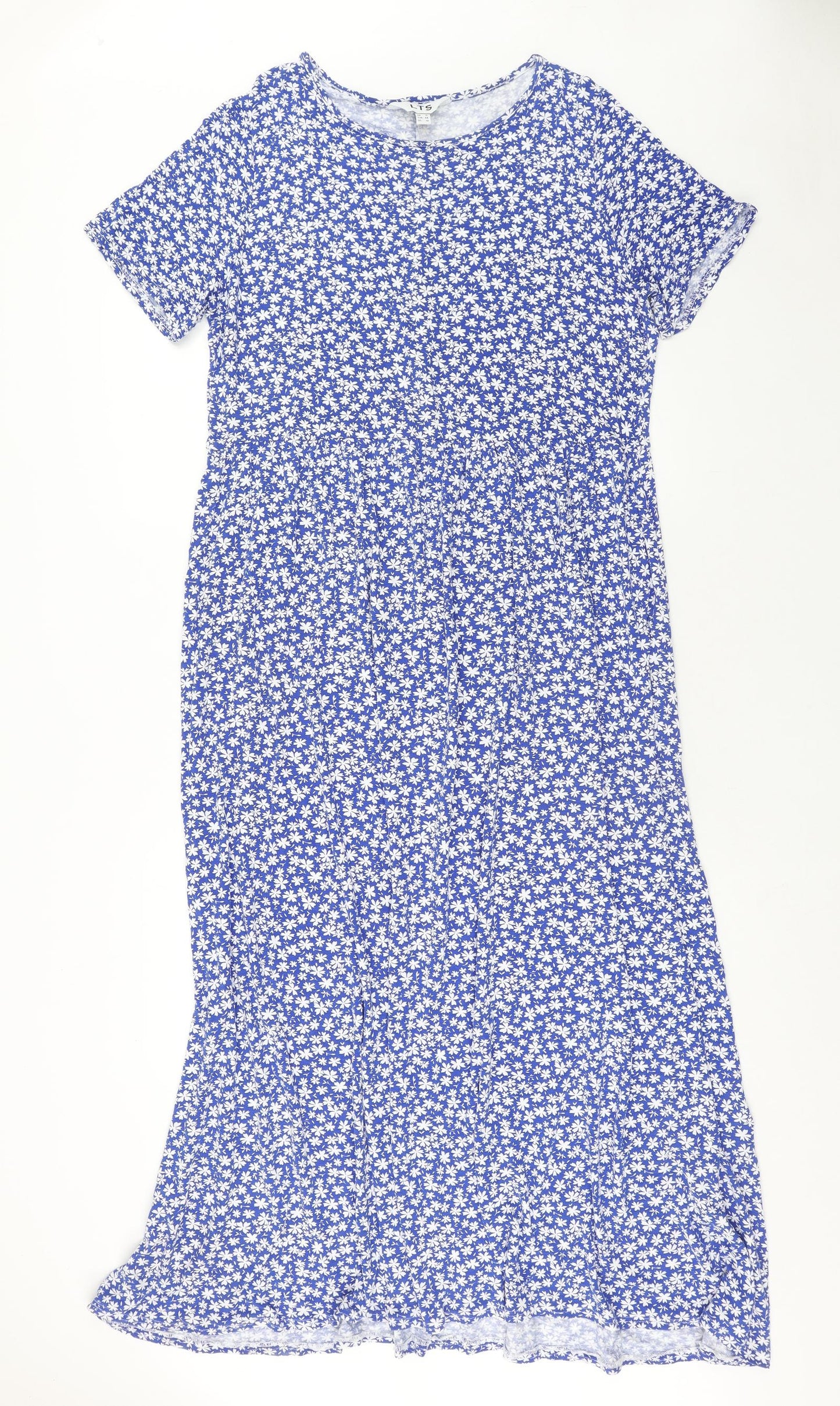 LTS Womens Blue Floral Viscose Maxi Size 16 Boat Neck Pullover