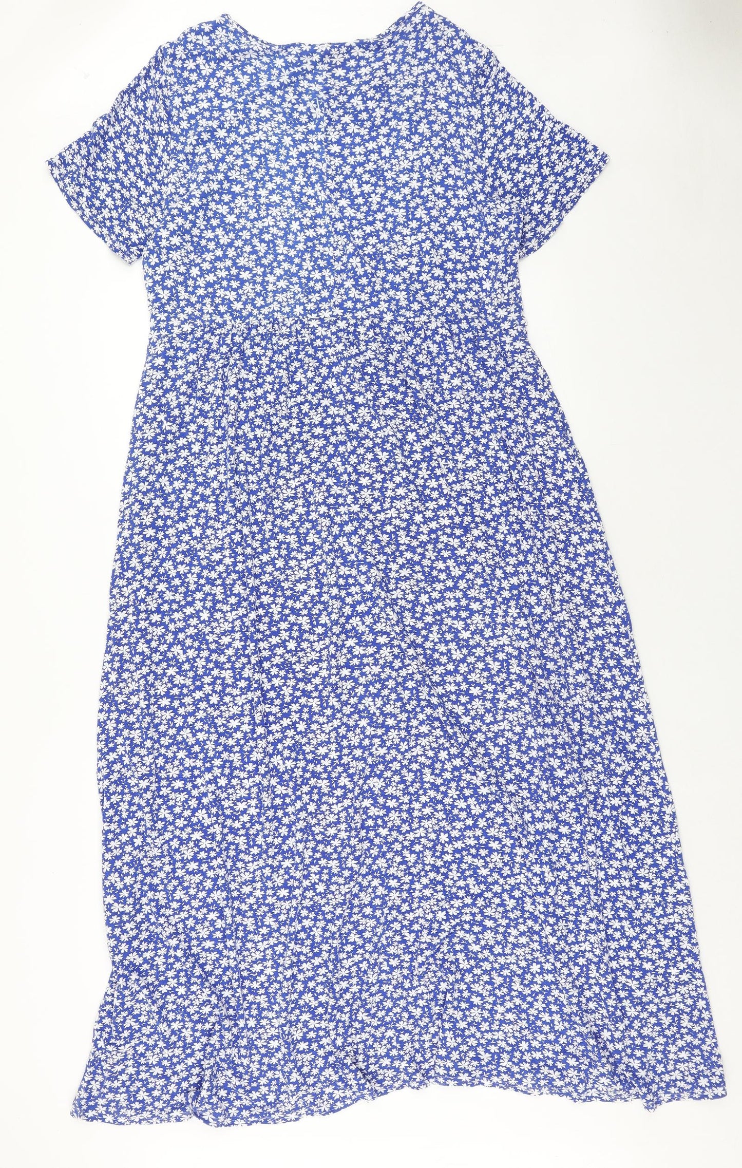 LTS Womens Blue Floral Viscose Maxi Size 16 Boat Neck Pullover