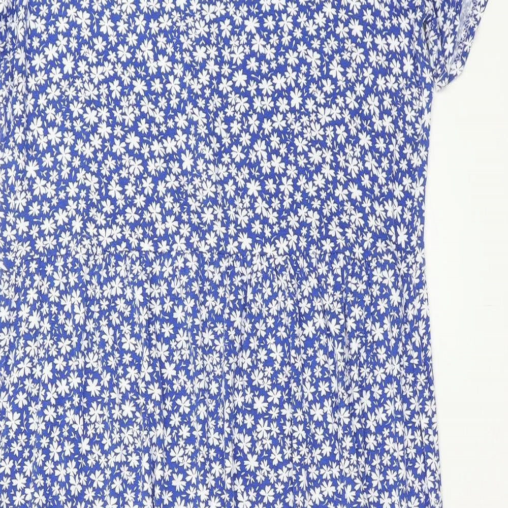LTS Womens Blue Floral Viscose Maxi Size 16 Boat Neck Pullover