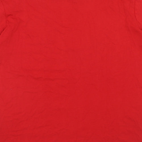 Primark Womens Red Cotton Basic T-Shirt Size XL Scoop Neck - Love at Christmas, Size 18-20