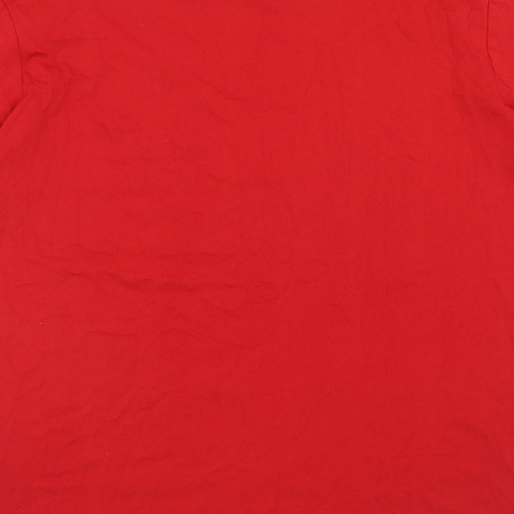 Primark Womens Red Cotton Basic T-Shirt Size XL Scoop Neck - Love at Christmas, Size 18-20