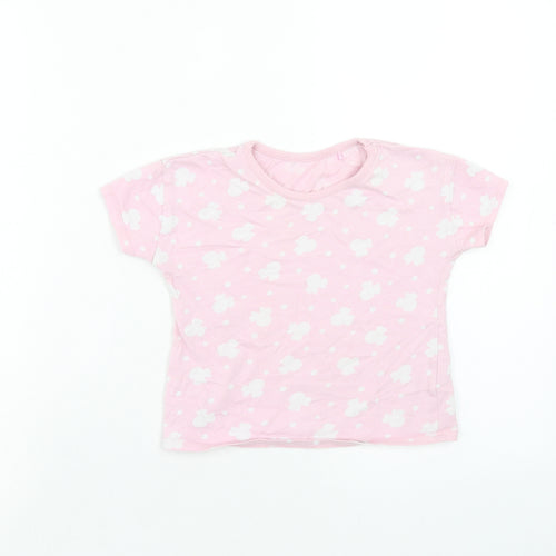 George Girls Pink Geometric Cotton Basic T-Shirt Size 2-3 Years Round Neck Pullover
