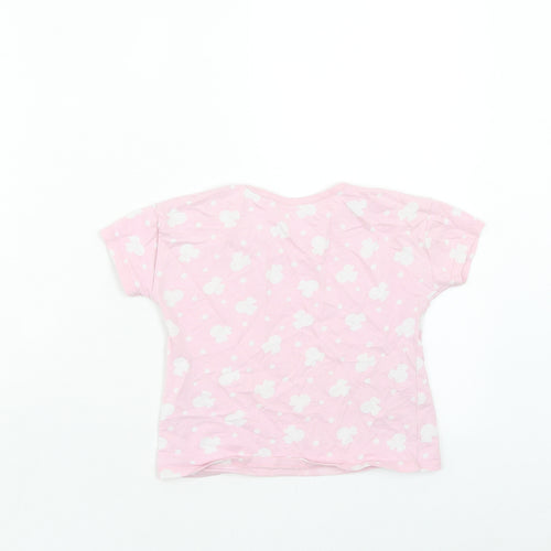 George Girls Pink Geometric Cotton Basic T-Shirt Size 2-3 Years Round Neck Pullover