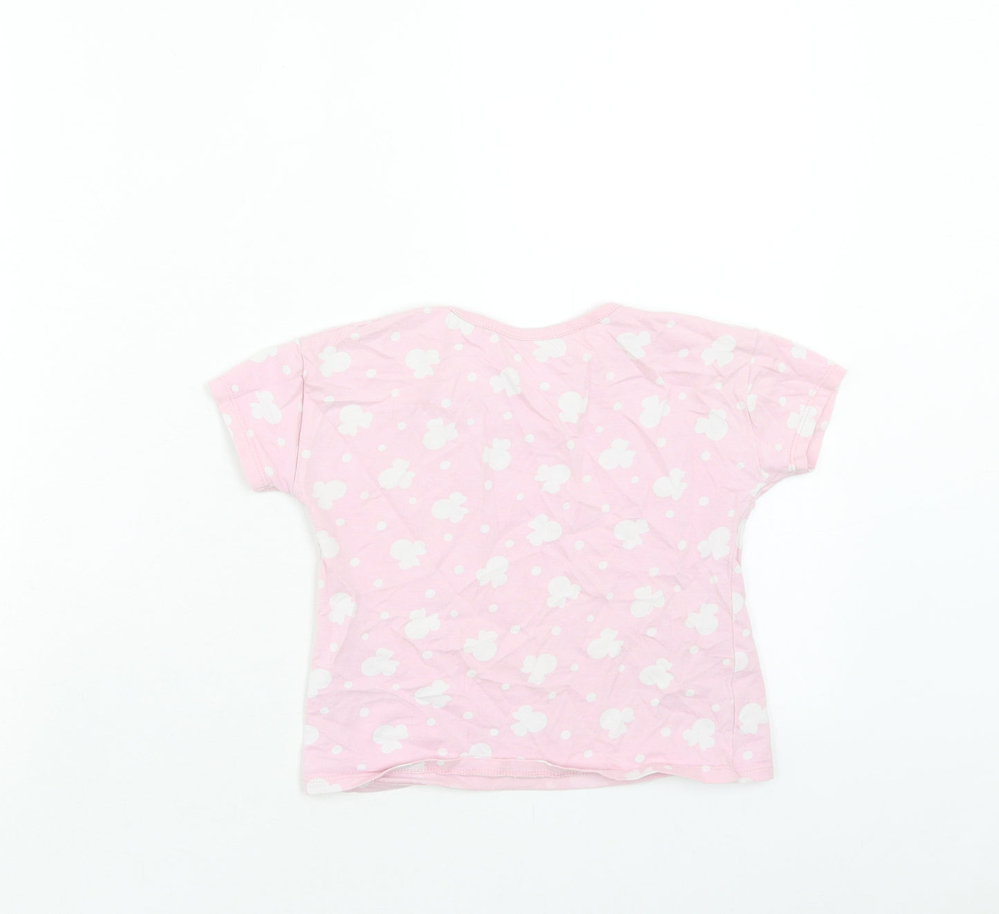 George Girls Pink Geometric Cotton Basic T-Shirt Size 2-3 Years Round Neck Pullover