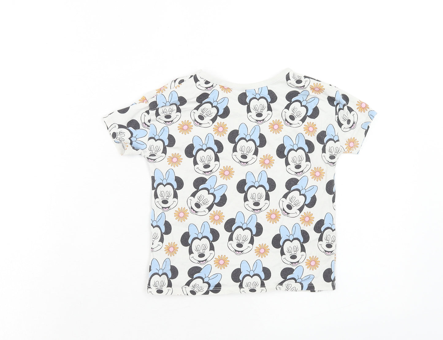 George Girls Multicoloured Geometric Cotton Basic T-Shirt Size 2-3 Years Round Neck Pullover - Minnie Mouse