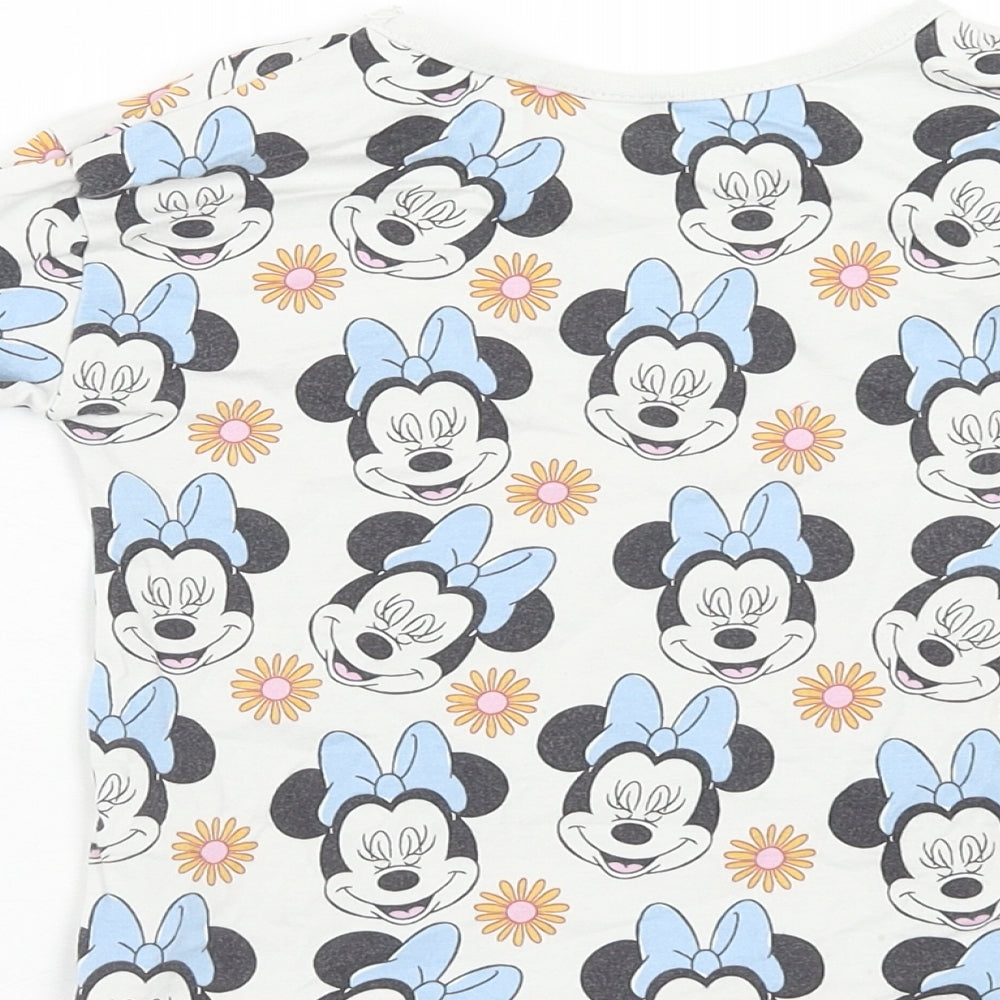 George Girls Multicoloured Geometric Cotton Basic T-Shirt Size 2-3 Years Round Neck Pullover - Minnie Mouse