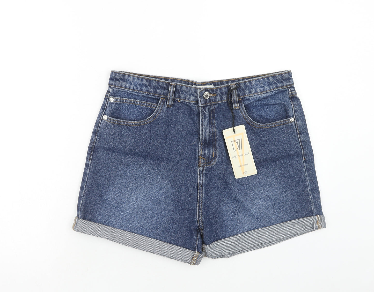 Dont think twice Womens Blue Cotton Boyfriend Shorts Size 14 Regular Zip