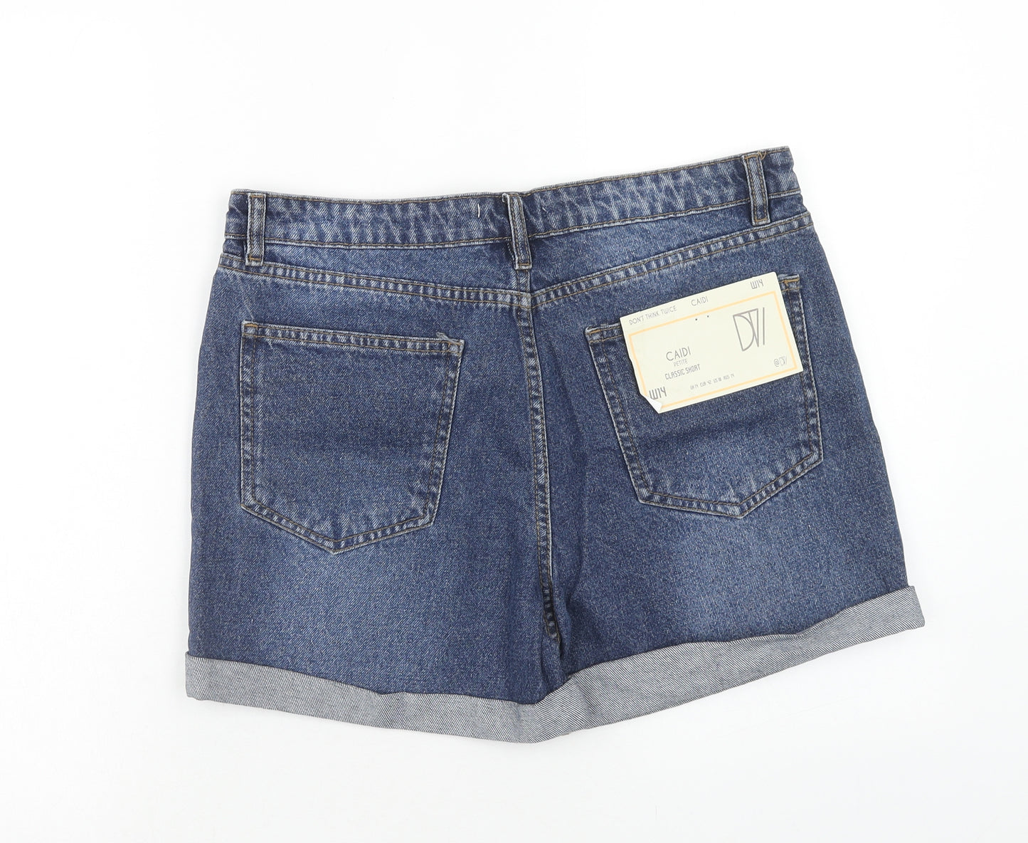 Dont think twice Womens Blue Cotton Boyfriend Shorts Size 14 Regular Zip