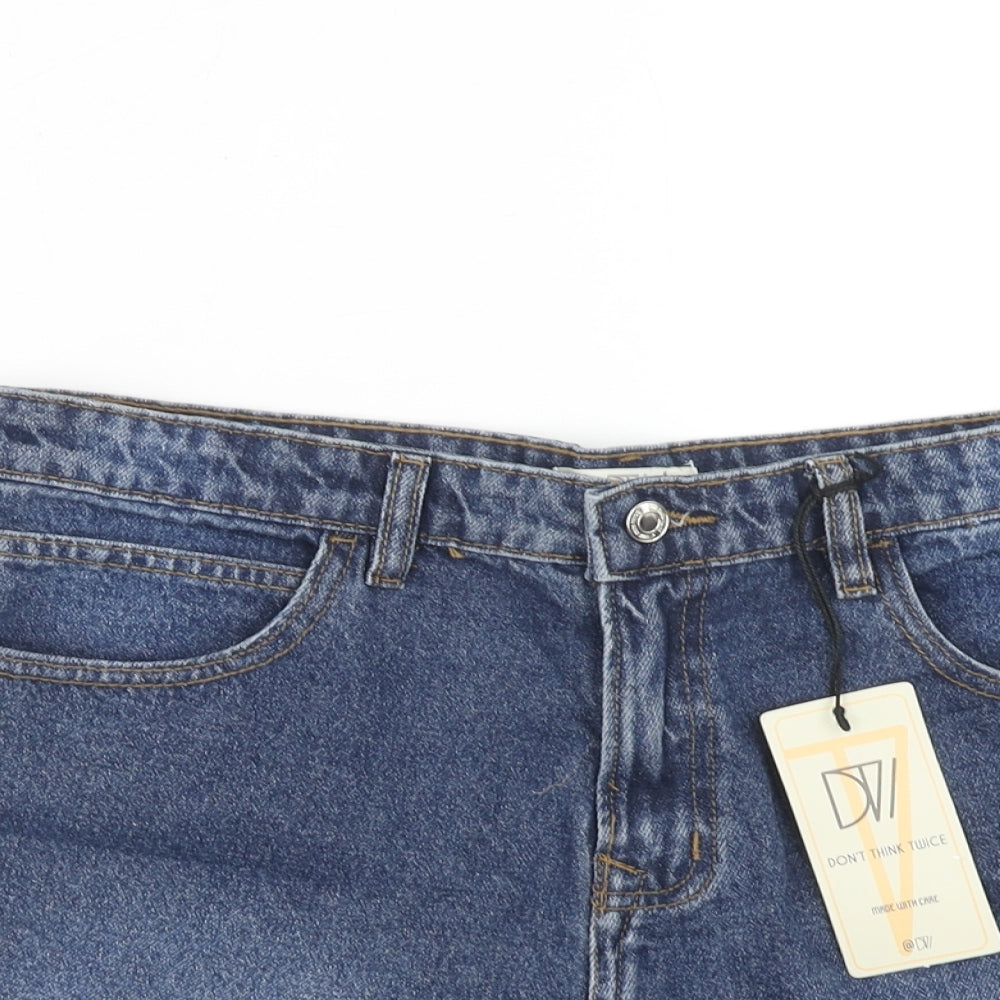 Dont think twice Womens Blue Cotton Boyfriend Shorts Size 14 Regular Zip