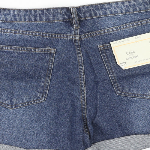 Dont think twice Womens Blue Cotton Boyfriend Shorts Size 14 Regular Zip