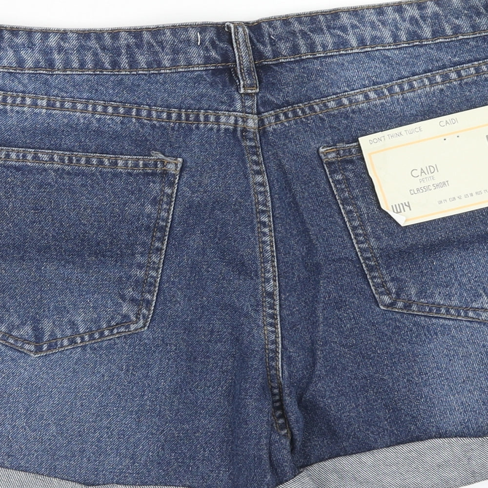 Dont think twice Womens Blue Cotton Boyfriend Shorts Size 14 Regular Zip