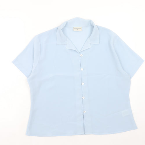 Anna Morelle Womens Blue Polyester Basic Button-Up Size 18 Collared