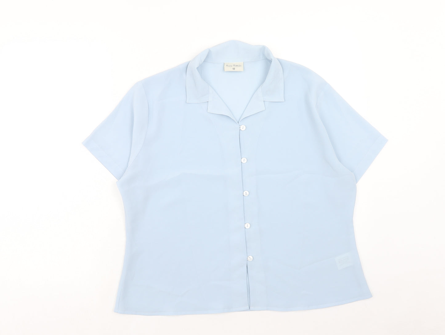 Anna Morelle Womens Blue Polyester Basic Button-Up Size 18 Collared