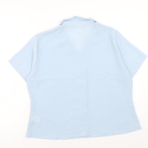 Anna Morelle Womens Blue Polyester Basic Button-Up Size 18 Collared
