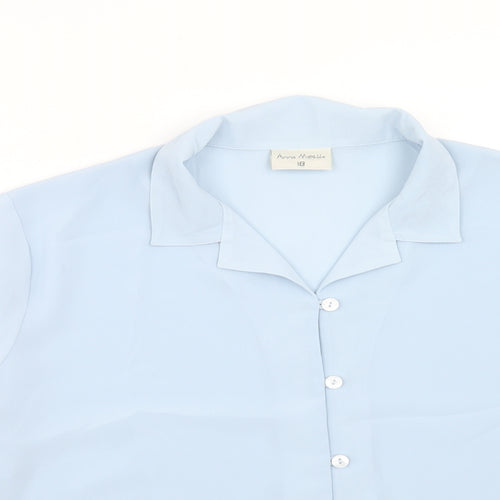 Anna Morelle Womens Blue Polyester Basic Button-Up Size 18 Collared