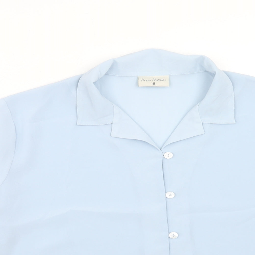 Anna Morelle Womens Blue Polyester Basic Button-Up Size 18 Collared