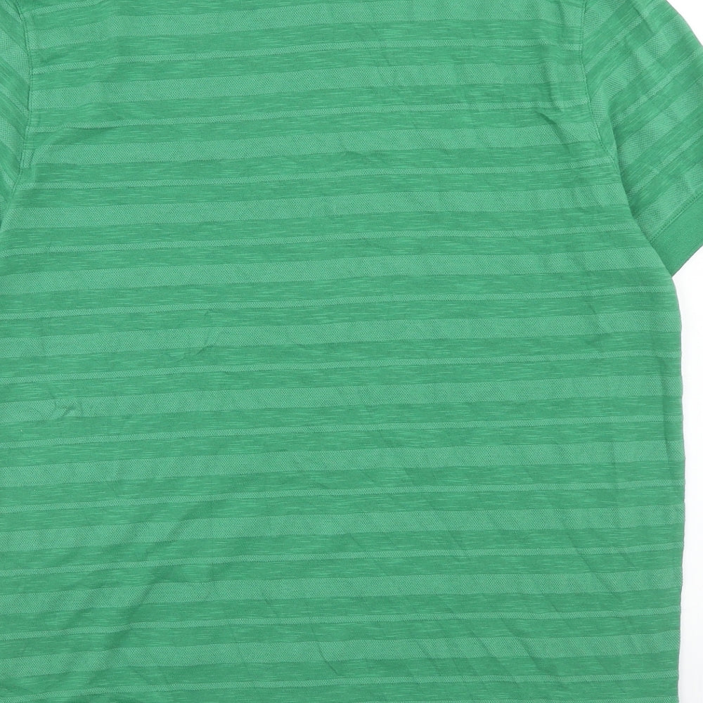 Ted Baker Mens Green Striped Cotton T-Shirt Size L Round Neck