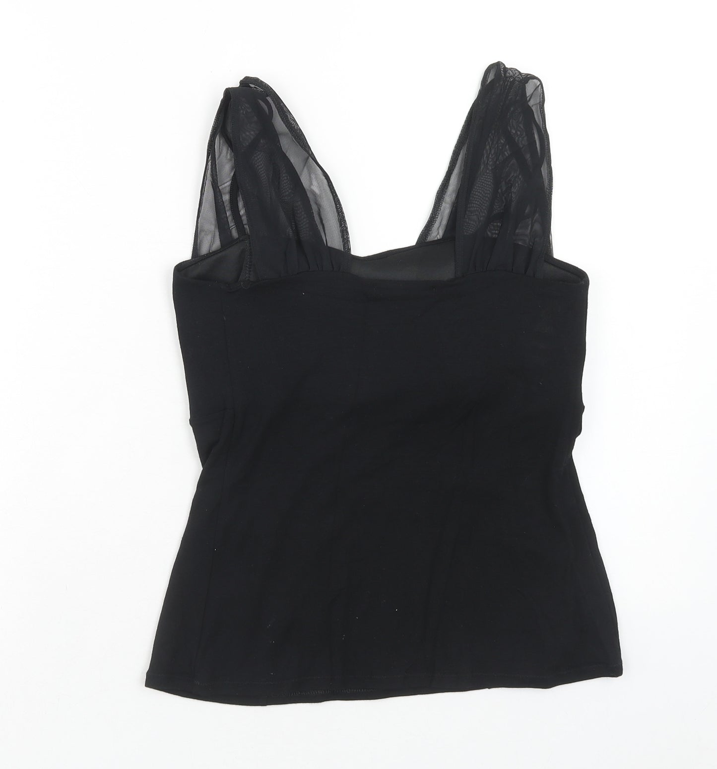 Autograph Womens Black Viscose Basic Tank Size 12 Square Neck - Tulle Detail
