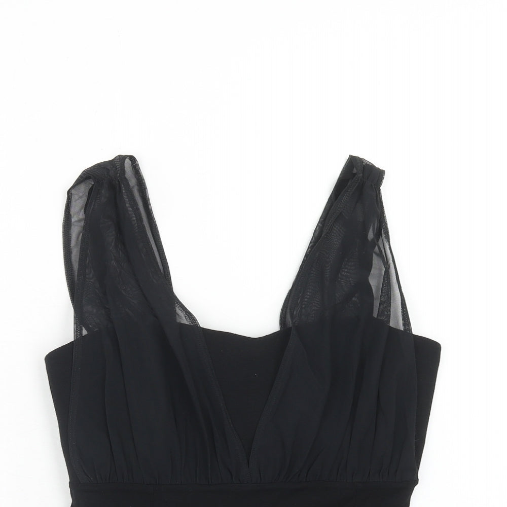 Autograph Womens Black Viscose Basic Tank Size 12 Square Neck - Tulle Detail