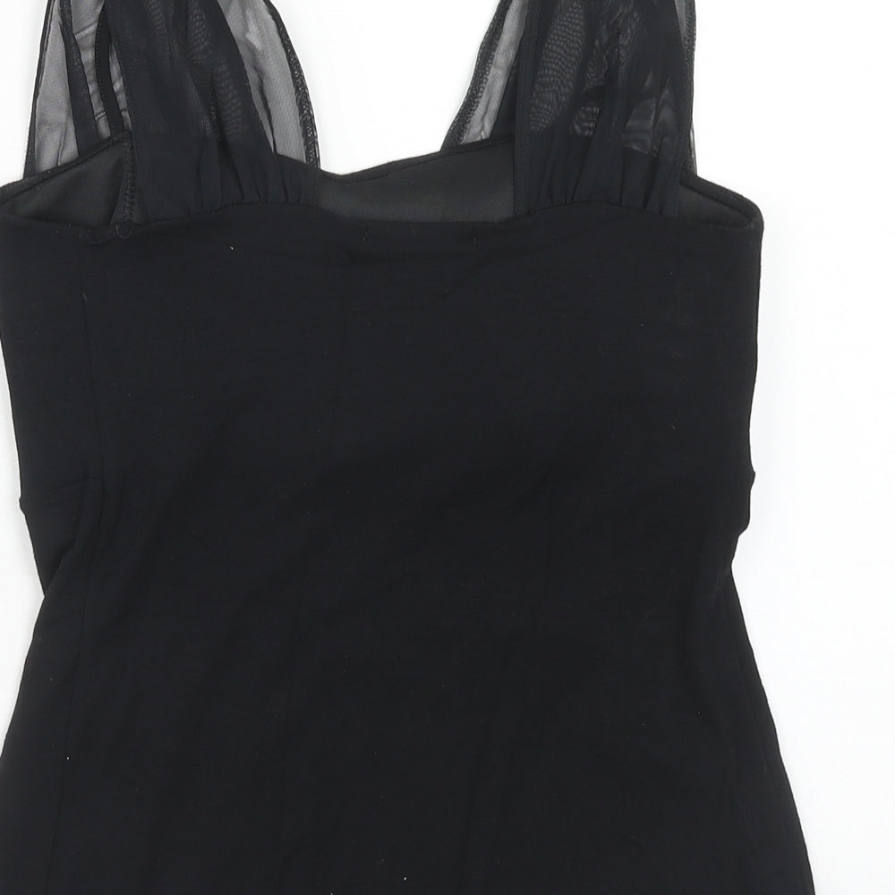 Autograph Womens Black Viscose Basic Tank Size 12 Square Neck - Tulle Detail