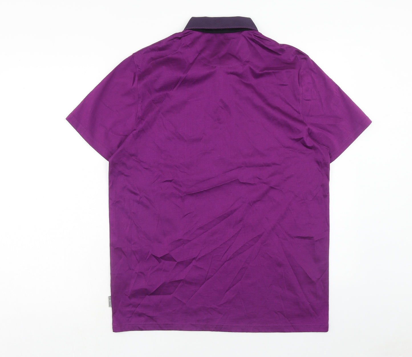 Ted Baker Mens Purple Cotton Polo Size L Collared Button