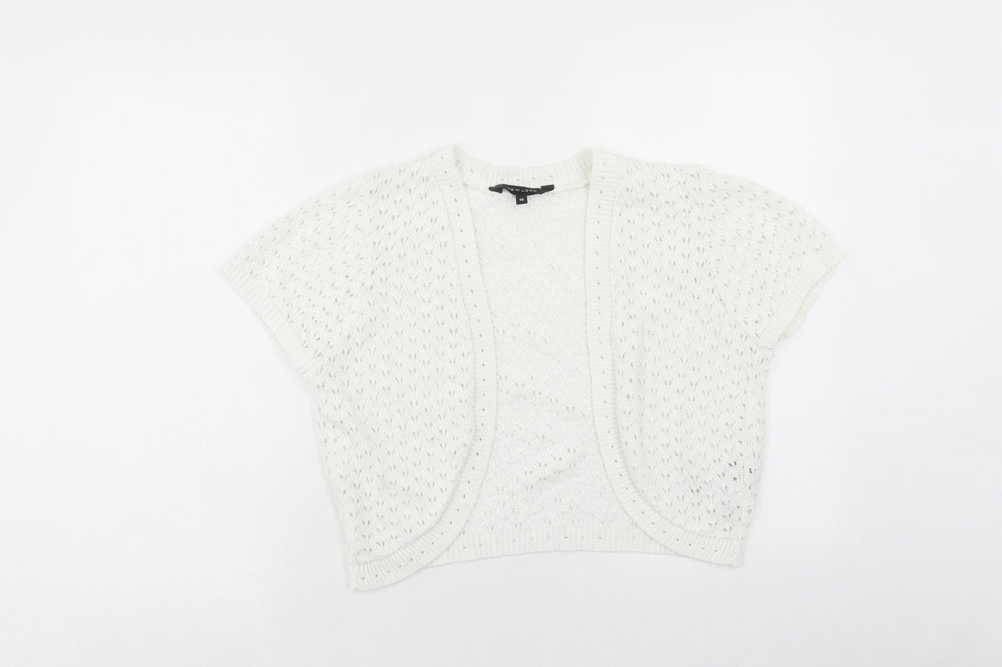 New Look Womens White V-Neck Cotton Cardigan Jumper Size 16