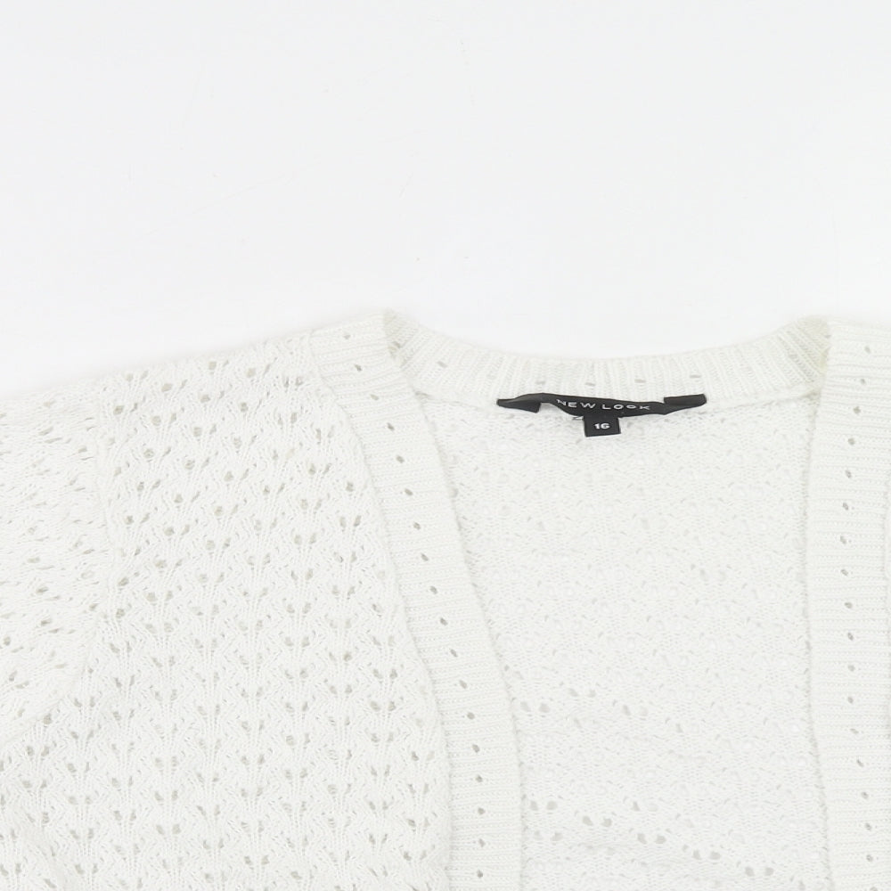 New Look Womens White V-Neck Cotton Cardigan Jumper Size 16