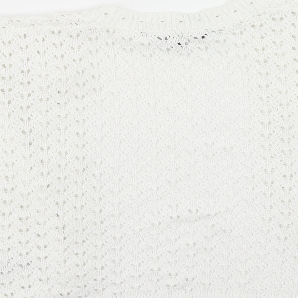 New Look Womens White V-Neck Cotton Cardigan Jumper Size 16