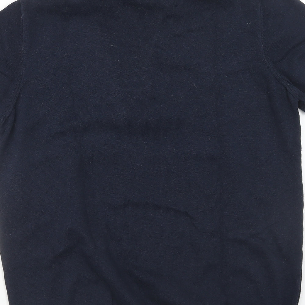 George Mens Blue Cotton Polo Size S Collared Zip