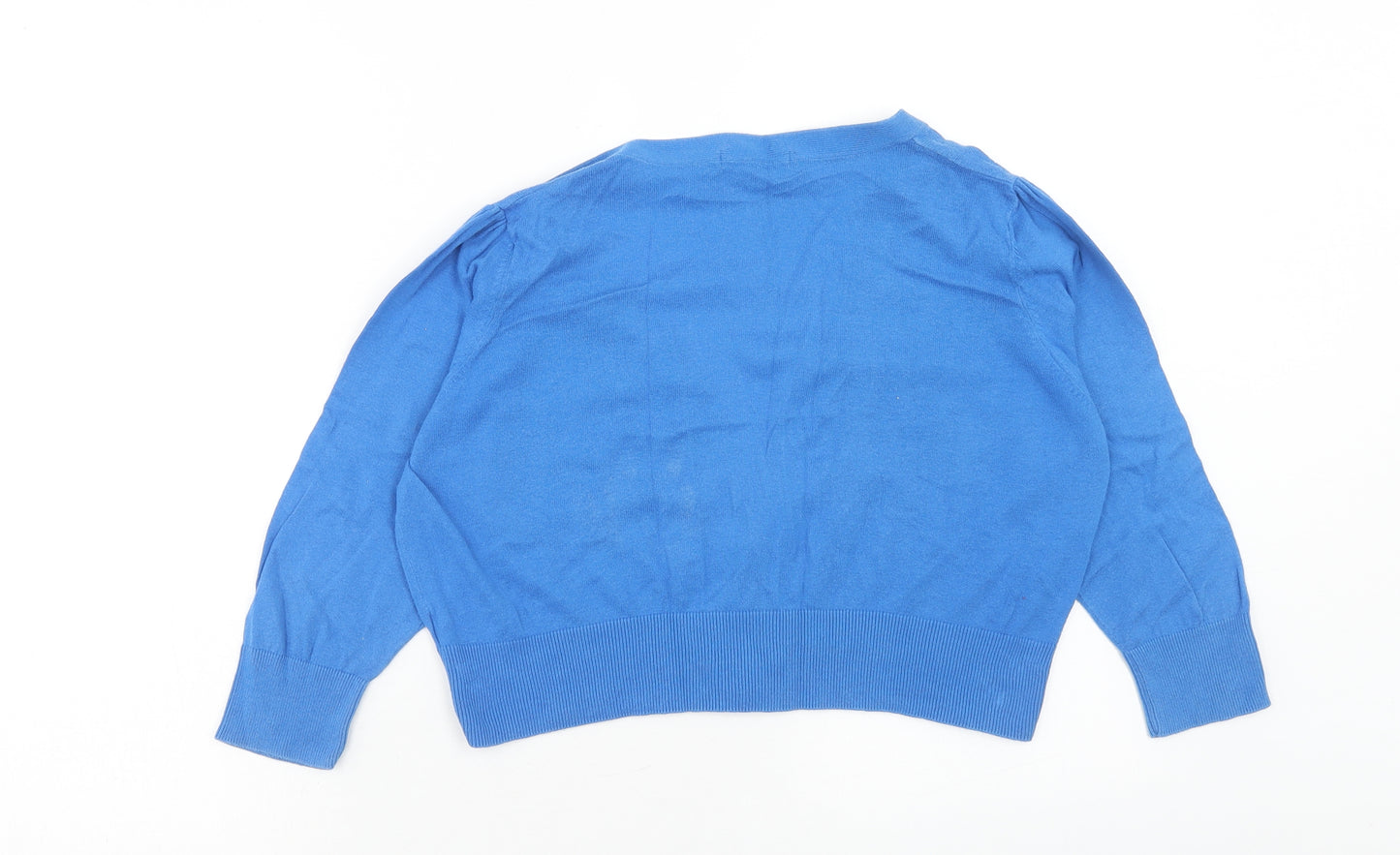 Marks and Spencer Womens Blue V-Neck Cotton Cardigan Jumper Size 18