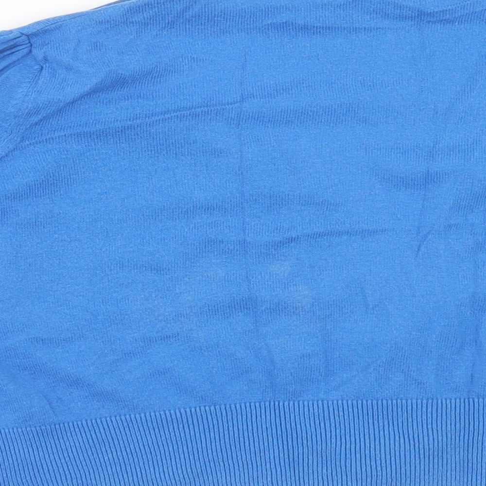 Marks and Spencer Womens Blue V-Neck Cotton Cardigan Jumper Size 18