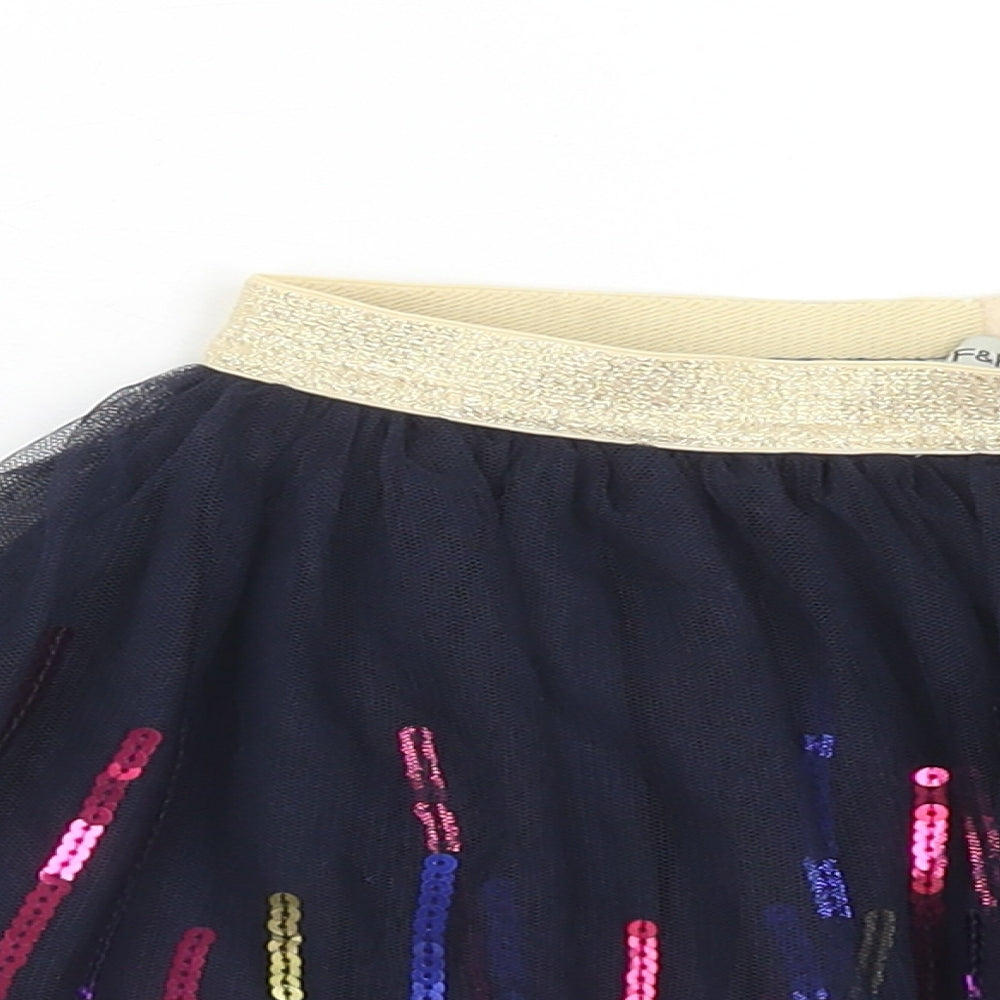 F&F Girls Blue Geometric Polyester Tutu Skirt Size 2-3 Years Regular Pull On - Tulle Detail