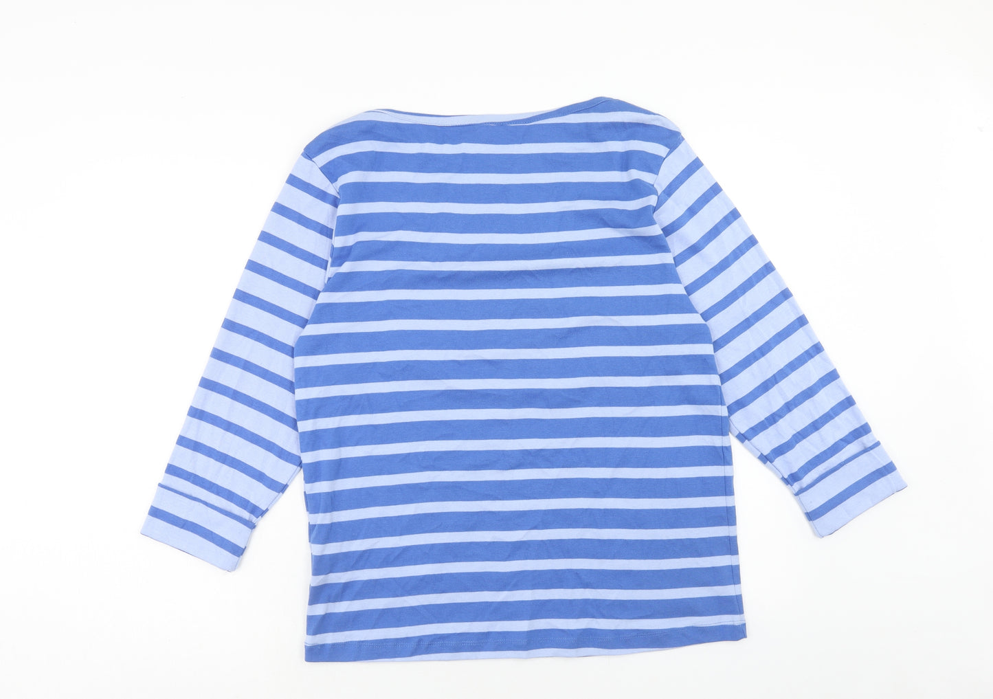 Preworn Womens Blue Striped Cotton Basic T-Shirt Size 20 Round Neck