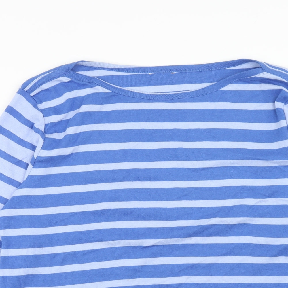 Preworn Womens Blue Striped Cotton Basic T-Shirt Size 20 Round Neck