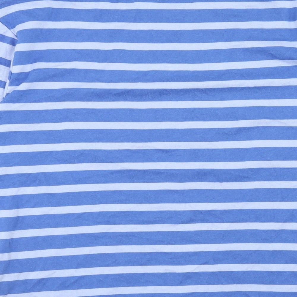 Preworn Womens Blue Striped Cotton Basic T-Shirt Size 20 Round Neck