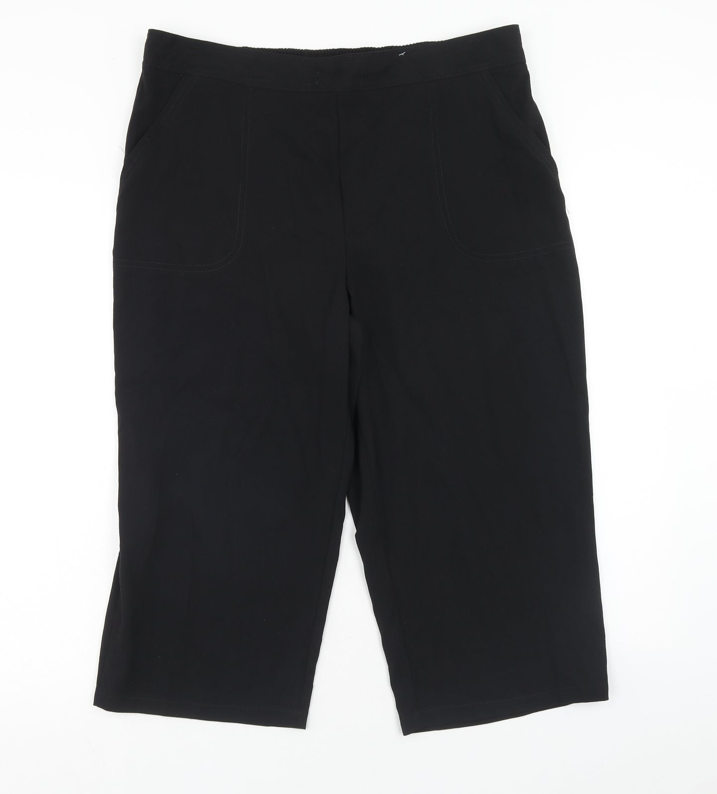 Papaya Womens Black Polyester Compression Shorts Size 16 Regular Pull On