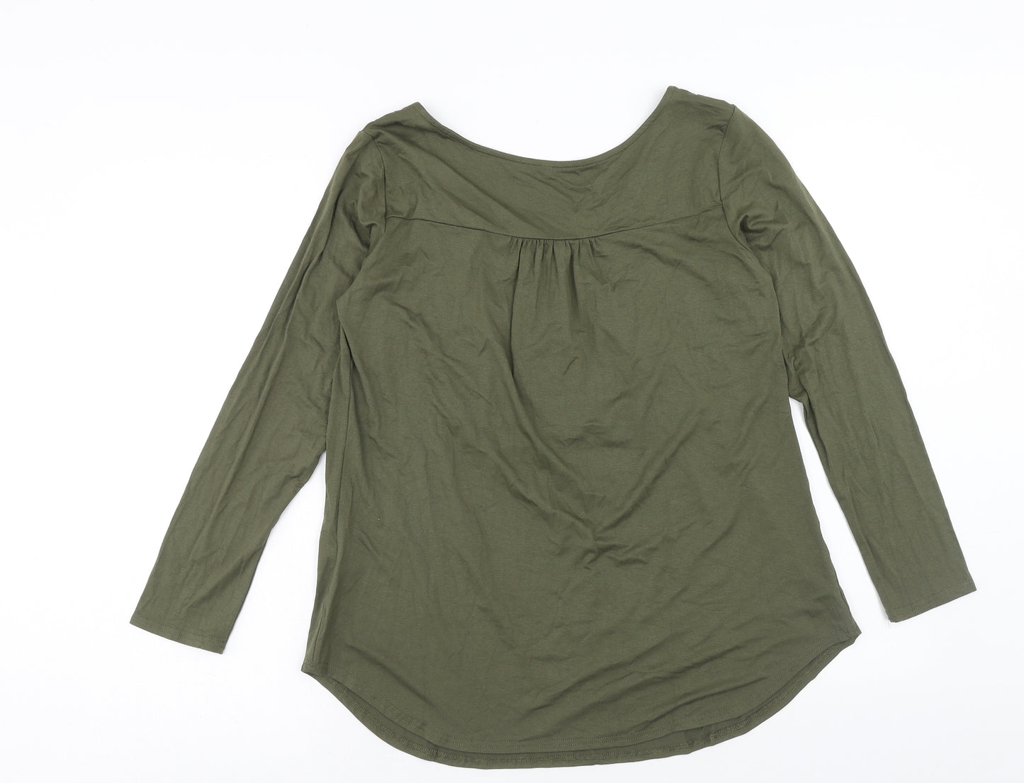 Preworn Womens Green Viscose Basic Blouse Size M V-Neck