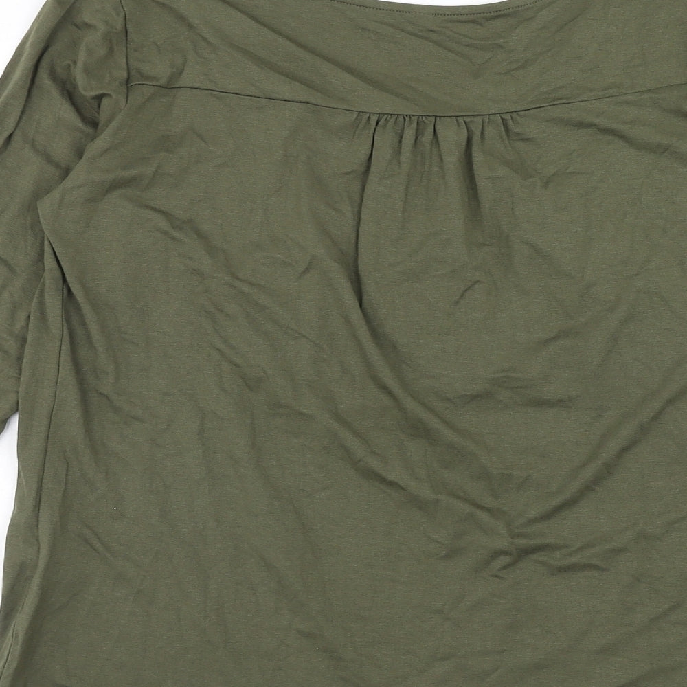 Preworn Womens Green Viscose Basic Blouse Size M V-Neck