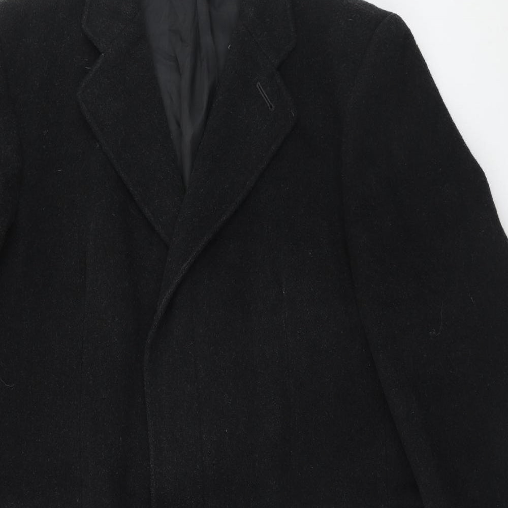 Marks and Spencer Mens Black Overcoat Coat Size XL Button
