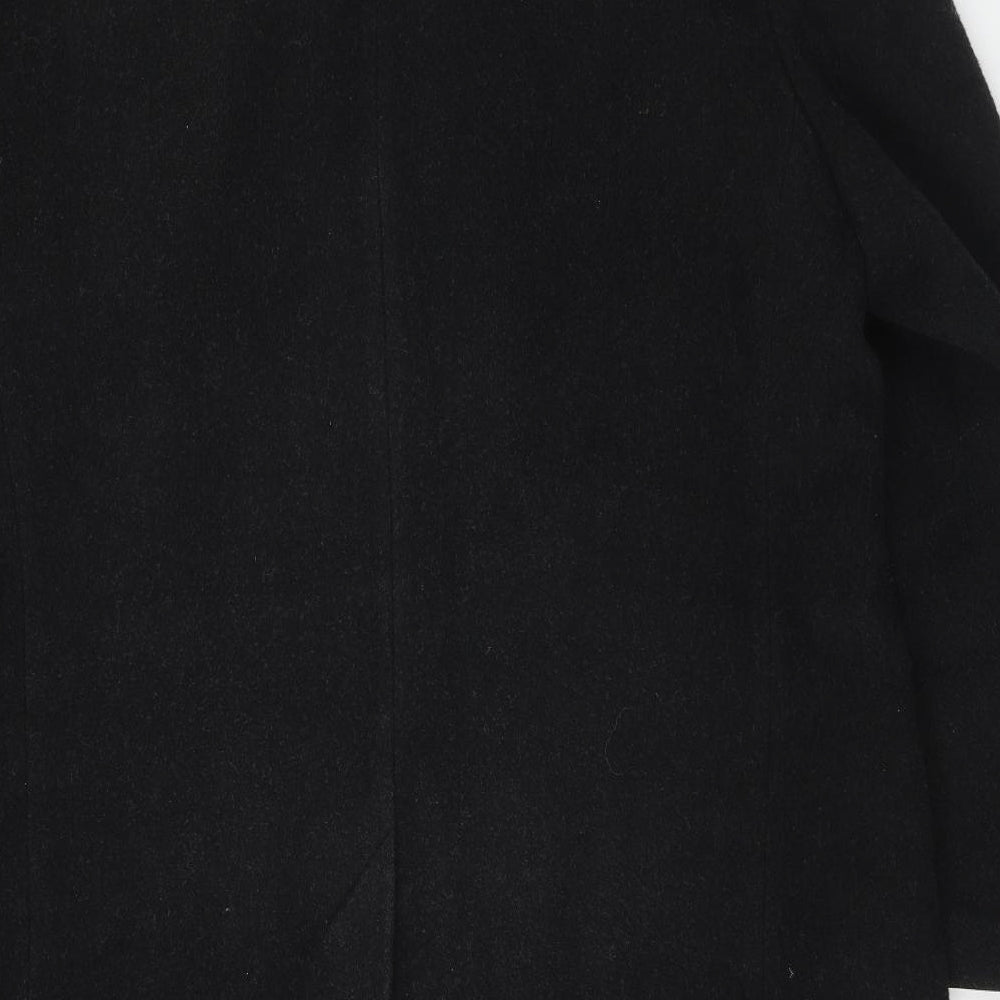Marks and Spencer Mens Black Overcoat Coat Size XL Button