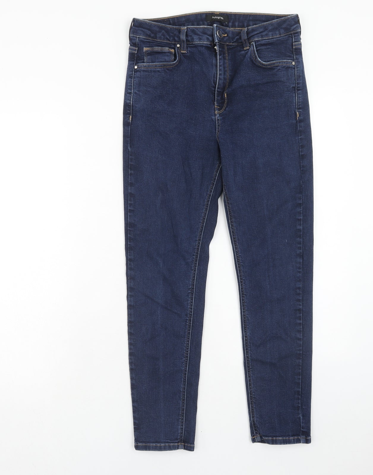 Autograph Womens Blue Cotton Skinny Jeans Size 14 Regular Zip