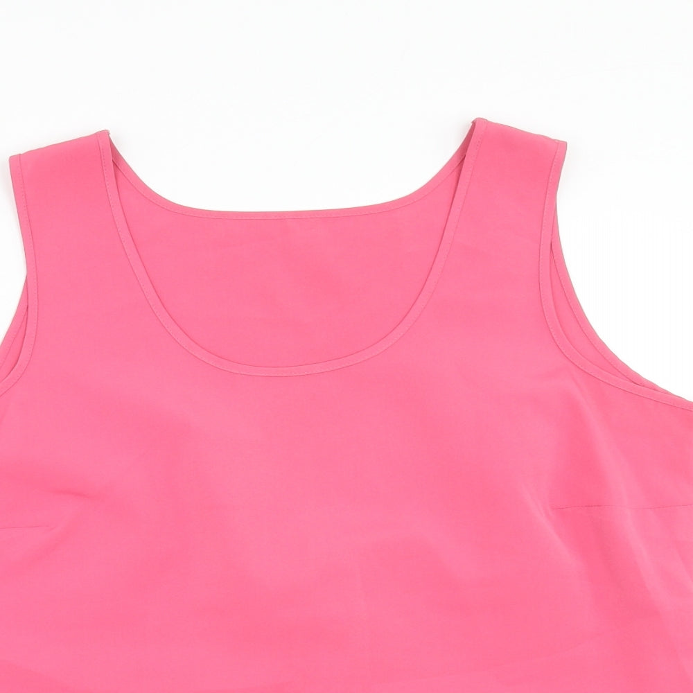 Marks and Spencer Womens Pink Polyester Basic Tank Size 16 Scoop Neck