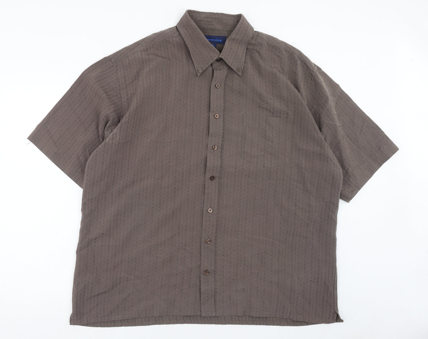 Mansize Mens Brown Polyester Button-Up Size 2XL Collared Button
