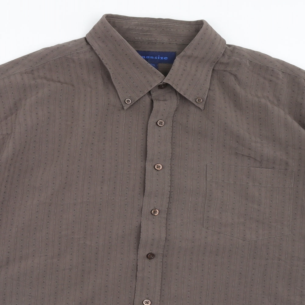 Mansize Mens Brown Polyester Button-Up Size 2XL Collared Button