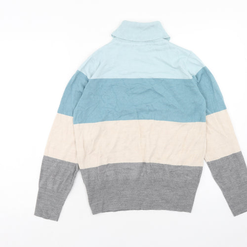 Marks and Spencer Womens Multicoloured Roll Neck Striped Acrylic Pullover Jumper Size 12 - Colourblock